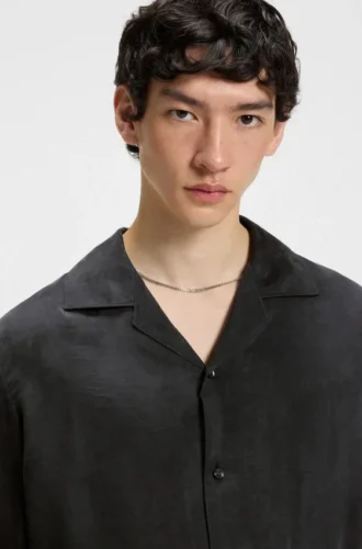 Oversized-fit shirt in lustrous twill