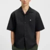 Oversized-fit shirt in paper-touch cotton