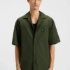 Oversized-fit shirt in paper-touch cotton