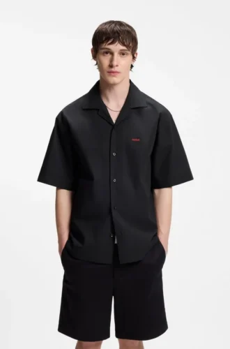Oversized-fit shirt in paper-touch cotton