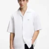 Oversized-fit shirt in paper-touch cotton