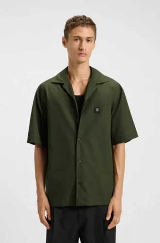 Oversized-fit shirt in paper-touch cotton
