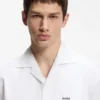 Oversized-fit shirt in paper-touch cotton
