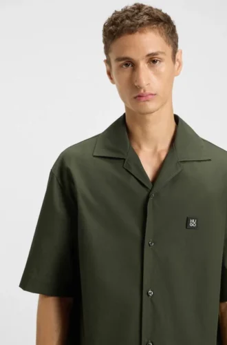 Oversized-fit shirt in paper-touch cotton