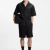 Oversized-fit shirt in paper-touch cotton