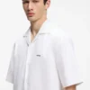 Oversized-fit shirt in paper-touch cotton