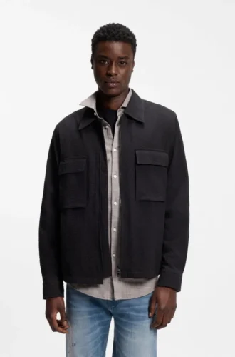 Oversized-fit shirt in stretch-cotton seersucker