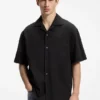 Oversized-fit shirt in stretch-cotton seersucker