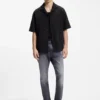 Oversized-fit shirt in stretch-cotton seersucker