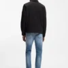 Oversized-fit shirt in stretch-cotton seersucker