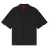 Oversized-fit shirt in stretch-cotton seersucker