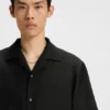 Oversized-fit shirt in wool-blend twill