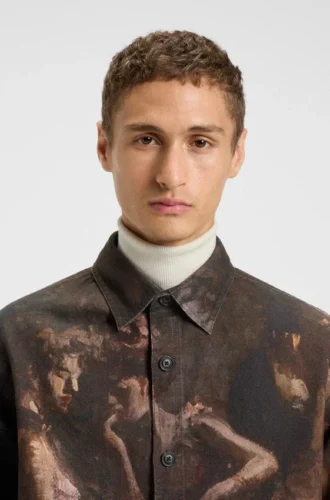 Oversized-fit shirt with ballerina print