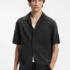 Oversized-fit shirt with camp collar