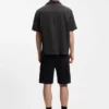 Oversized-fit shirt with camp collar
