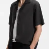 Oversized-fit shirt with camp collar