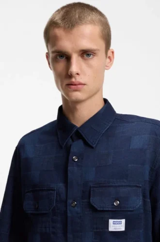 Oversized-fit shirt with check pattern
