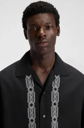 Oversized-fit shirt with embroidered pattern
