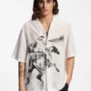 Oversized-fit shirt with horse racing print