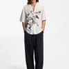 Oversized-fit shirt with horse racing print