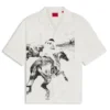 Oversized-fit shirt with horse racing print
