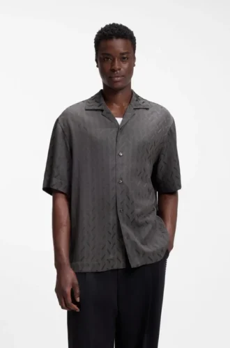 Oversized-fit shirt with jacquard pattern