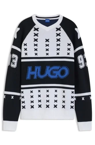 Oversized-fit sweater with ice-hockey-inspired artwork