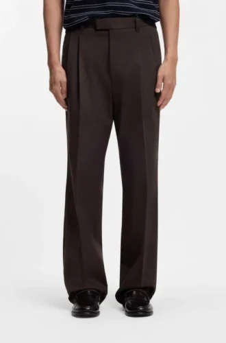 Oversized-fit trousers in cotton and linen
