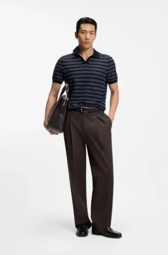 Oversized-fit trousers in cotton and linen
