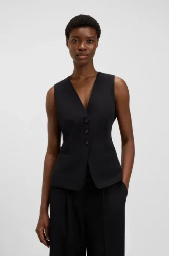 Oversized-fit waistcoat in stretch crepe