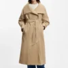 Oversized trench coat with water-repellent finish