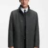 Packable-hood coat in a wool blend