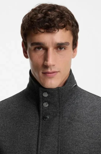 Packable-hood coat in a wool blend