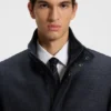 Packable-hood coat in a wool blend