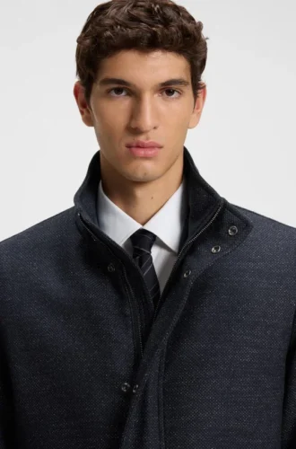 Packable-hood coat in a wool blend