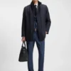 Packable-hood coat in a wool blend