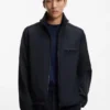 Packable-hood jacket with water-repellent finish