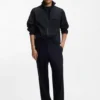 Packable-hood jacket with water-repellent finish