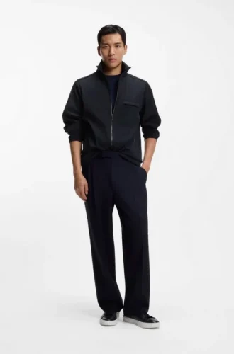 Packable-hood jacket with water-repellent finish