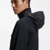 Packable-hood jacket with water-repellent finish