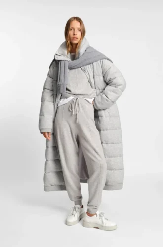 Padded coat in virgin wool and cashmere