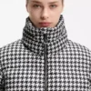 Padded jacket with houndstooth pattern
