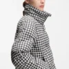 Padded jacket with houndstooth pattern