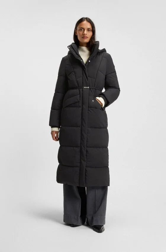 Padded jacket with metal belt detail Padded jacket with metal belt detail