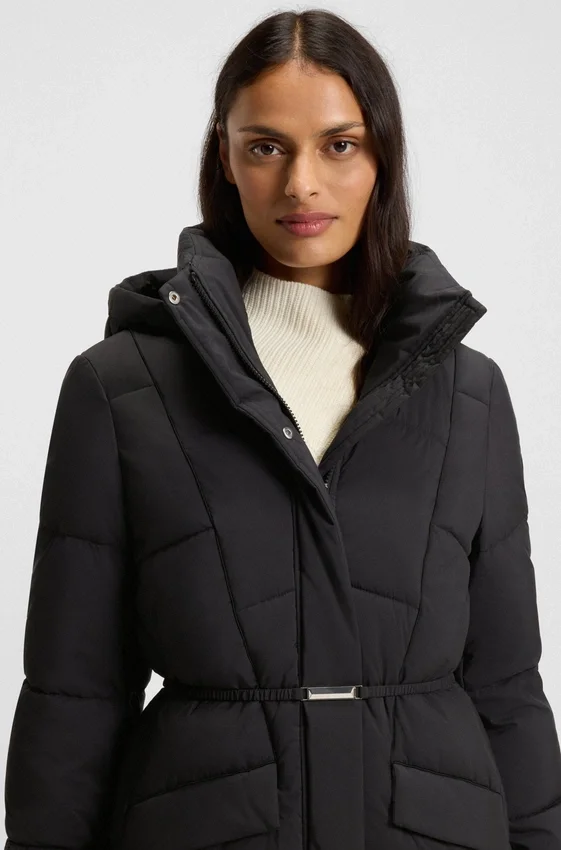 Padded jacket with metal belt detail Padded jacket with metal belt detail