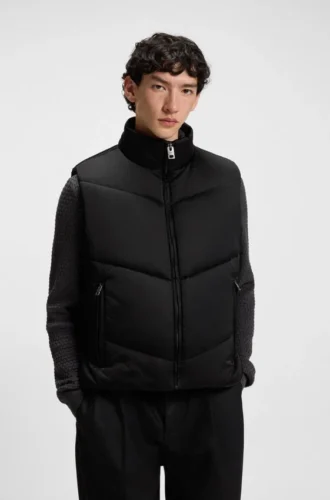 Padded-satin gilet with water-repellent finish