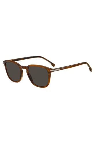 Patterned-acetate sunglasses with temple stripe