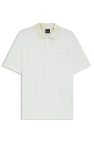 Patterned-collar polo shirt in cotton piqué