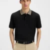 Patterned-collar polo shirt in pima cotton Patterned-collar polo shirt in pima cotton
