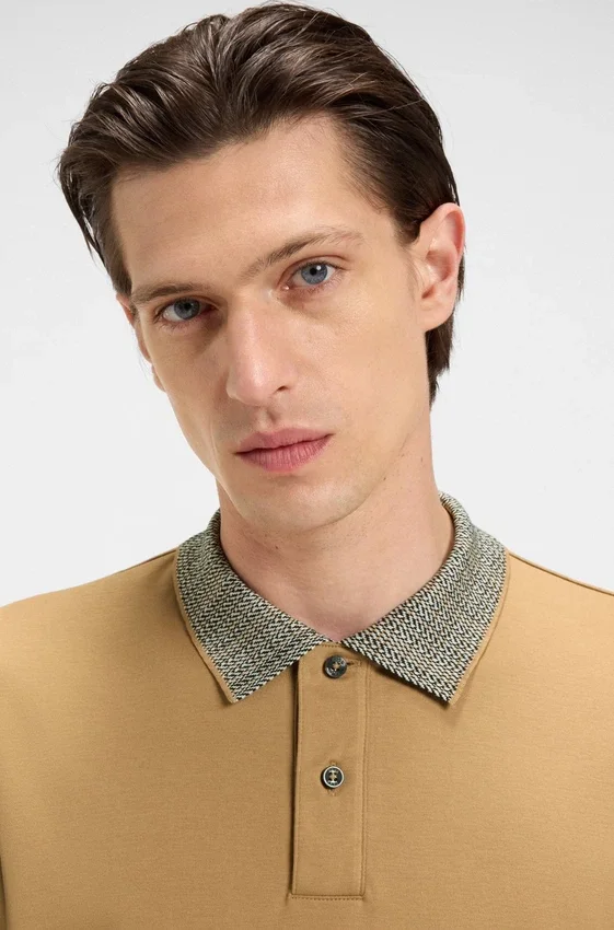 Patterned-collar polo shirt in pima cotton Patterned-collar polo shirt in pima cotton